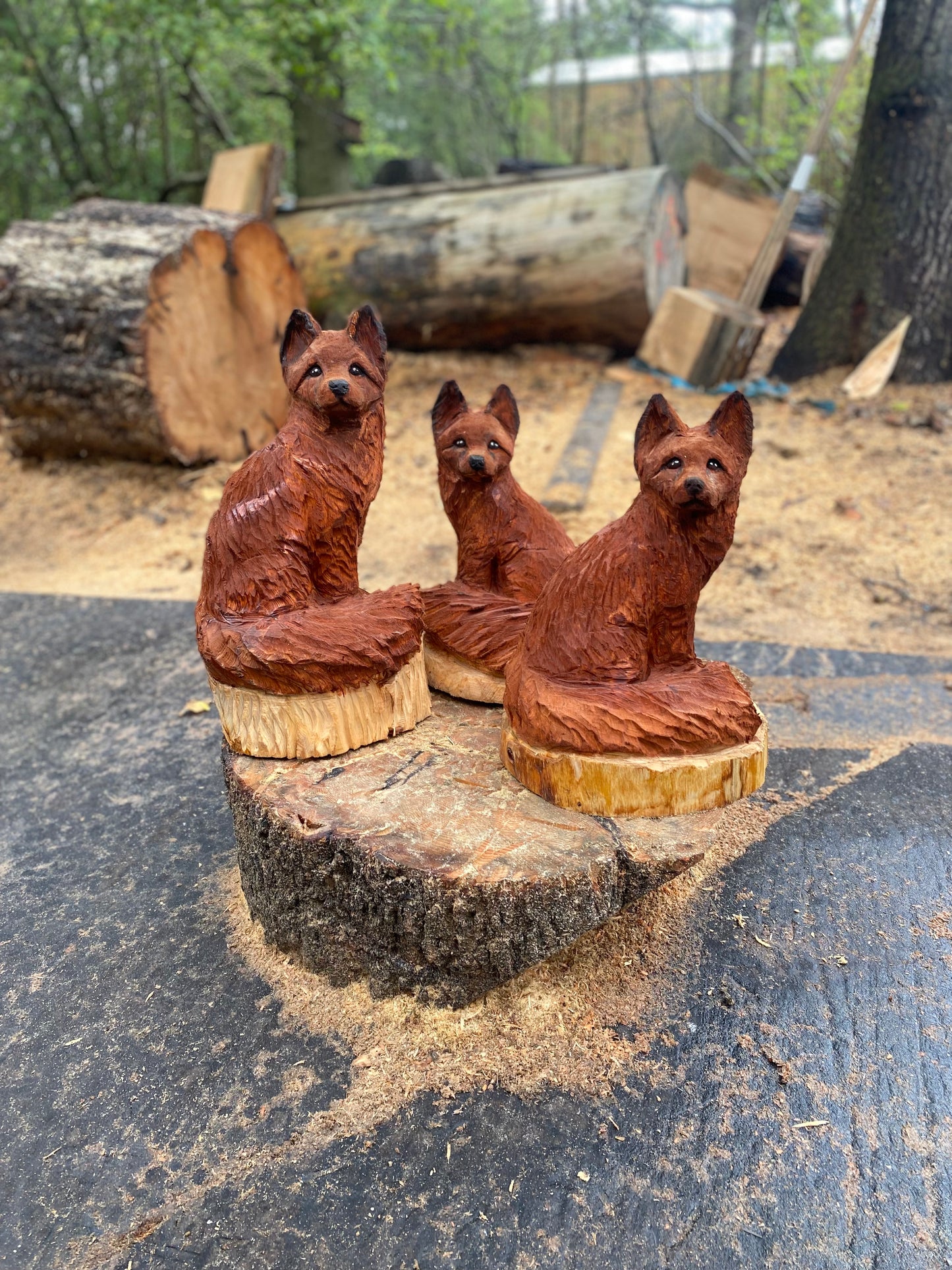 Baby Fox Chainsaw Sculpture